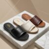 Luxury women’s genuine leather summer footwear slip ons sandals