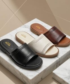 Luxury women’s genuine leather summer footwear slip ons sandals
