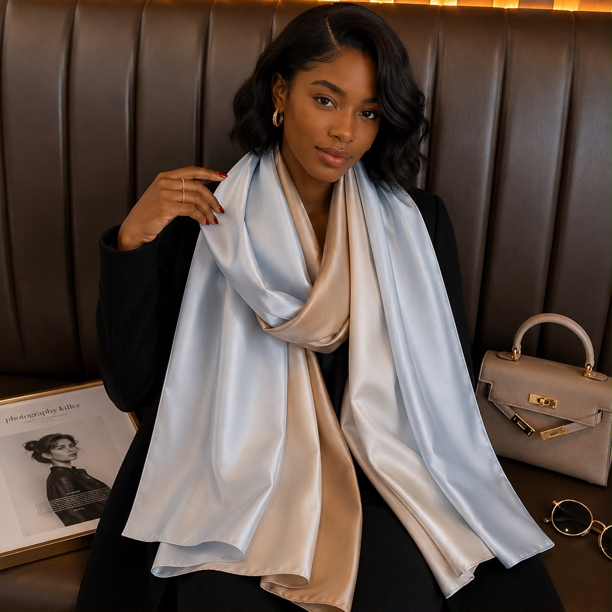 Premium Sleek 2 In 1 Satin Ladies Scarf - Image 3