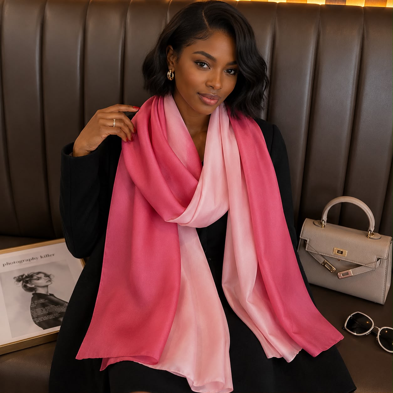 Premium Sleek 2 In 1 Satin Ladies Scarf - Image 5