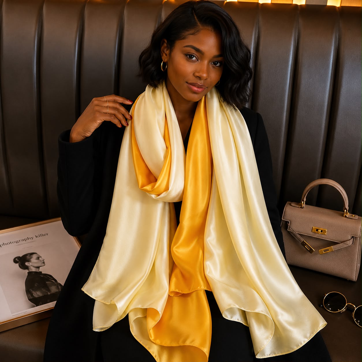 Premium Sleek 2 In 1 Satin Ladies Scarf - Image 4