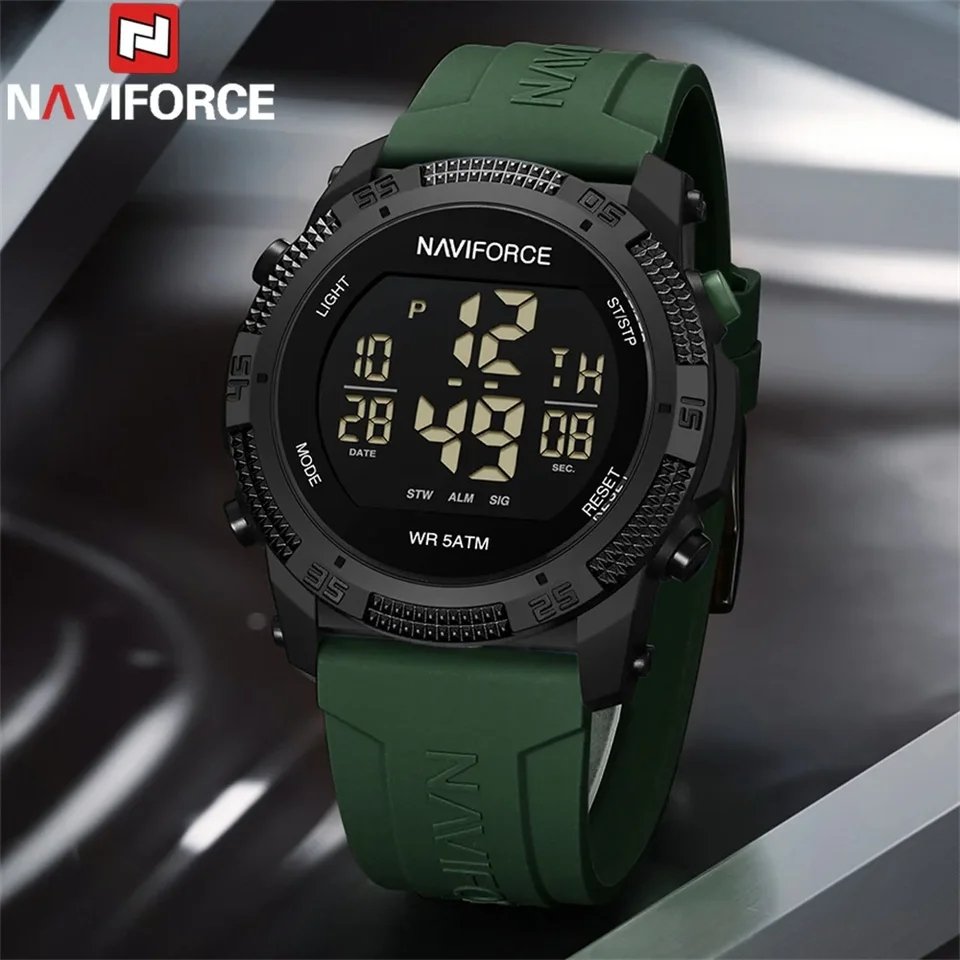 Premium Naviforce Men’s Casual Sporty LCD Digital Silicone Strap Wristwatch