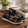 Classy ladies Luna Comfort Platform Cross-Strap Sandals