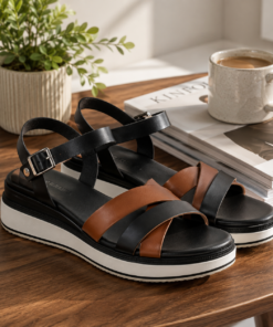 Classy ladies Luna Comfort Platform Cross-Strap Sandals